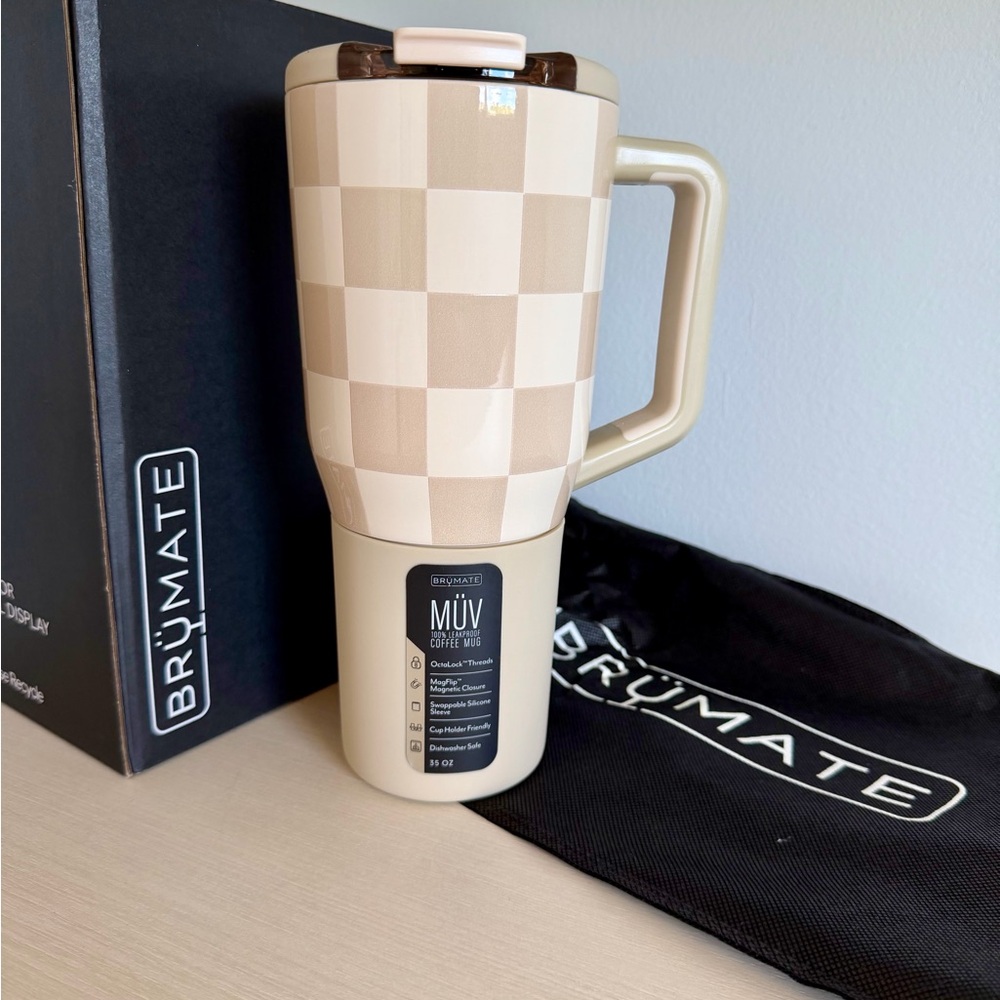 BrüMate MUV Tan Checkered Travel Mug